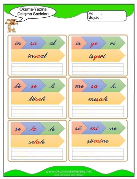 ş sesi Çalışma Sayfaları